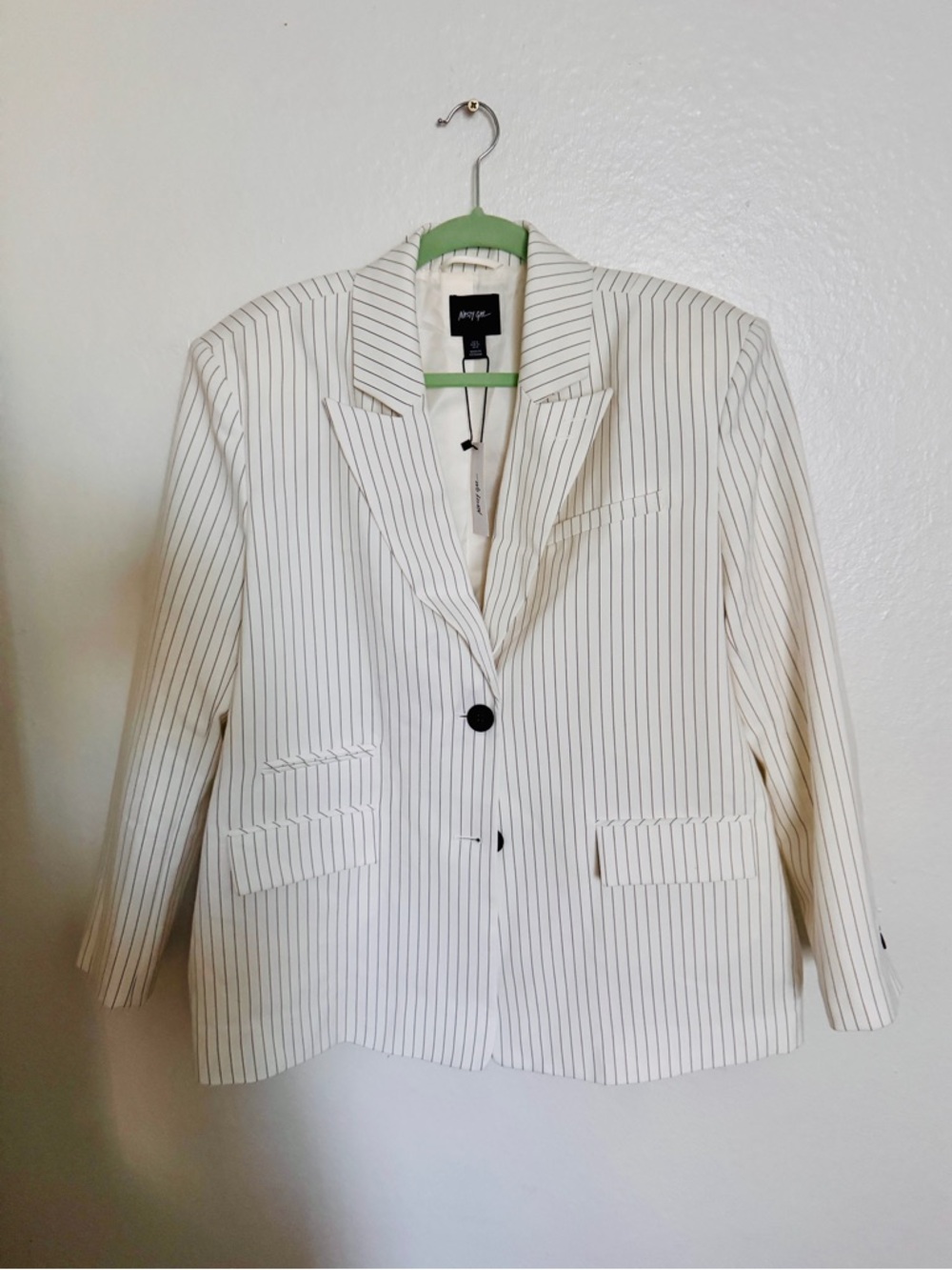 NASTY GAL oversized black and white stripe blazer with shoulder pads